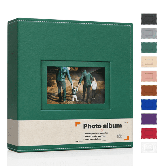 Premium Vegan Leather 4x6 Photo Album with Display Window Memory Book Family Wedding Gift