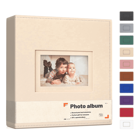 HeariCro Vegan Leather 4x23 Photo Album with Display Window Memory Book Family Wedding Gift