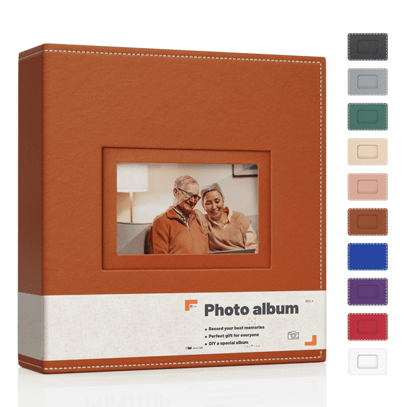 HeariCro Vegan Leather 4x6 Photo Album with Display Window Memory Book Family Wedding Gift
