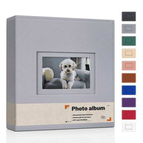 Premium Vegan Leather 4x6 Photo Album with Display Window Memory Book Family Wedding Gift