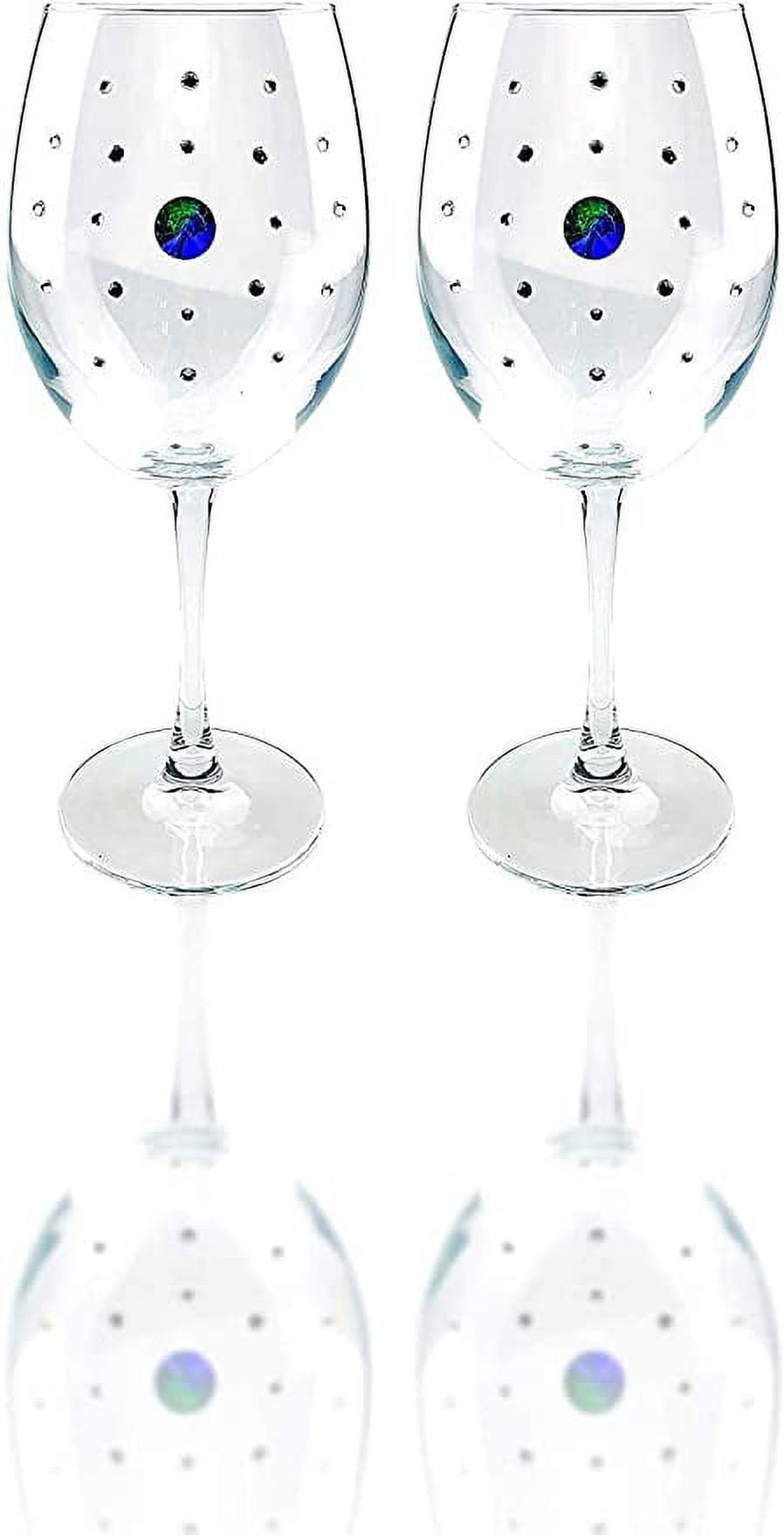 Popov 44738-823(2PCS), 21 Oz Swarovski Jeweled Wine Glasses, Crystal  Stemmed Goblets w/ Rhinestones, Set of 2 - Walmart.com
