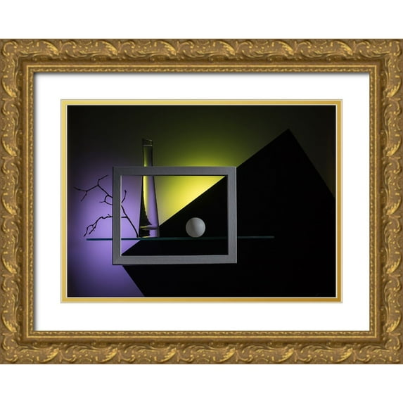 Popov, Evgeniy 18x14 Gold Ornate Wood Framed with Double Matting Museum Art Print Titled - Qan Almost Abstract Compositionq