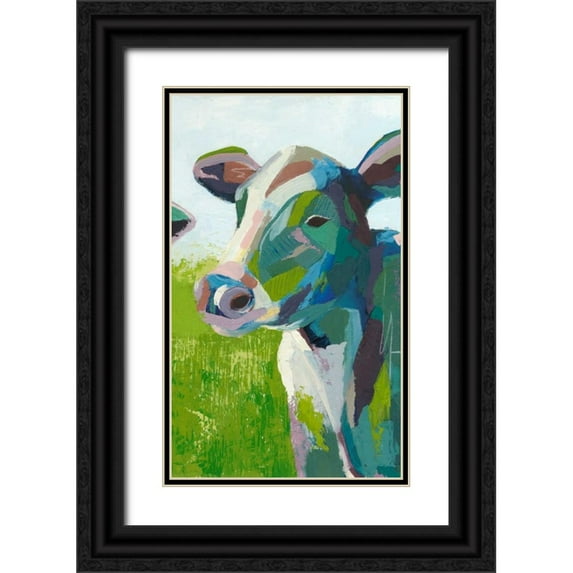 Popp, Grace 10x14 Black Ornate Wood Framed with Double Matting Museum Art Print Titled - Painterly Cow III