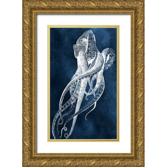 Popp, Grace 10x14 Gold Ornate Wood Framed with Double Matting Museum Art Print Titled - Octopus Sway I