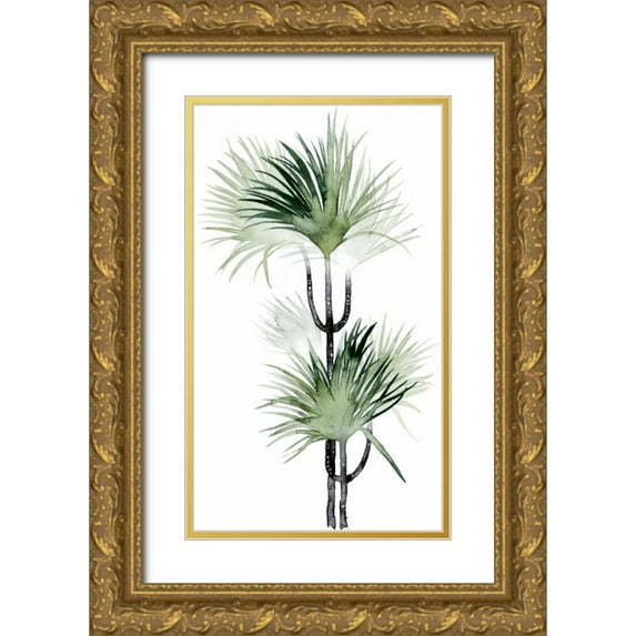 Popp, Grace 10x14 Gold Ornate Wood Framed with Double Matting Museum Art Print Titled - Palm in Watercolor I
