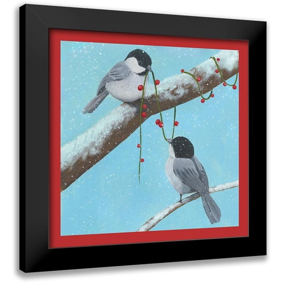 Popp, Grace 12x12 Black Modern Framed Museum Art Print Titled - Chickadee Christmas Collection J