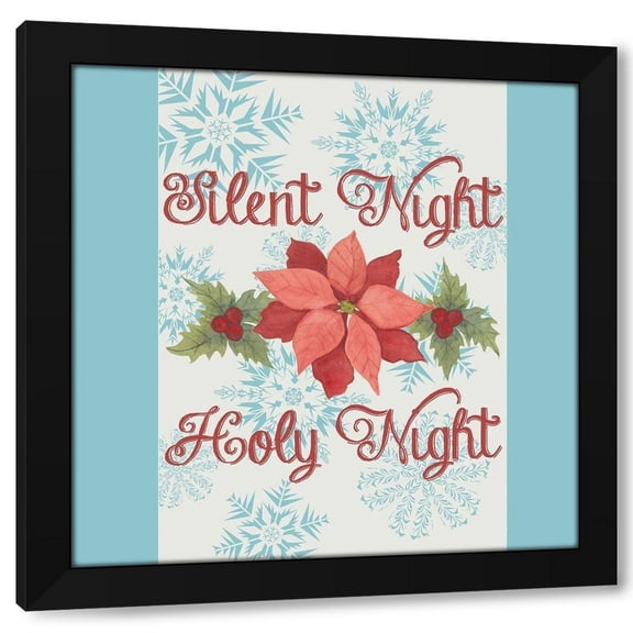 Grace Popp 12x12 Black Modern Wood Framed Wall Art Titled - Christmas Poinsettias Collection G