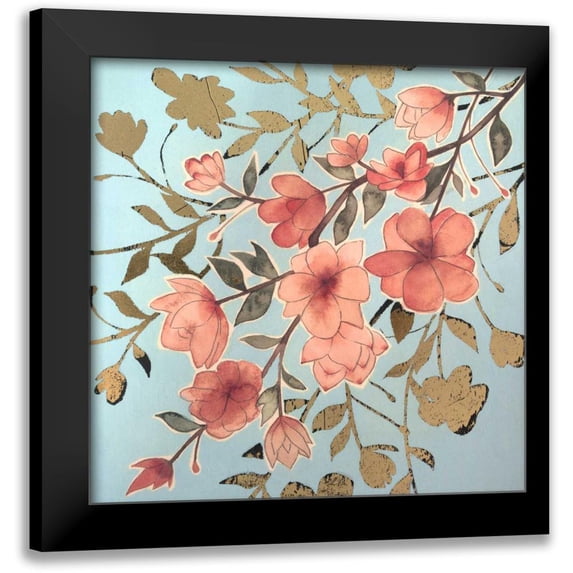 Popp, Grace 12x12 Black Modern Framed Museum Art Print Titled - Golden Cherry Blossoms II