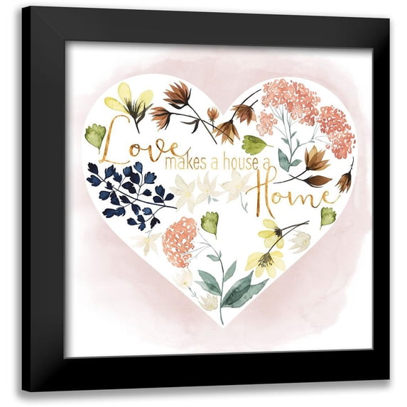 Popp, Grace 12x12 Black Modern Framed Museum Art Print Titled - Love in Flowers I