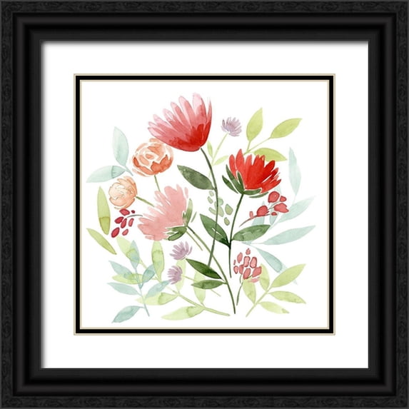 Popp, Grace 12x12 Black Ornate Wood Framed with Double Matting Museum Art Print Titled - Country Bouquet I