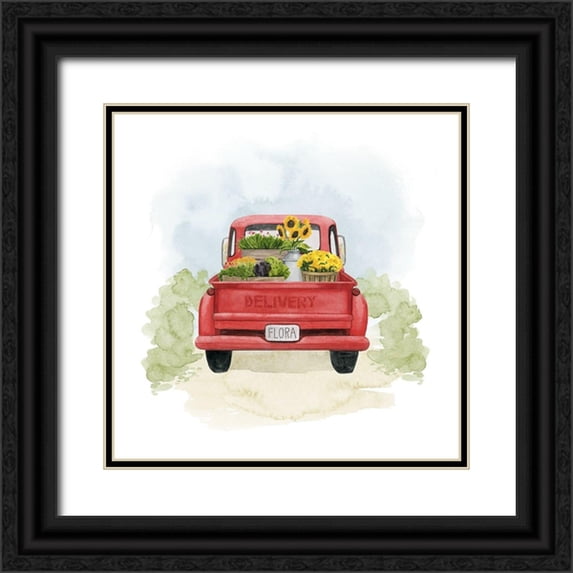 Popp, Grace 12x12 Black Ornate Wood Framed with Double Matting Museum Art Print Titled - Farm Flora I