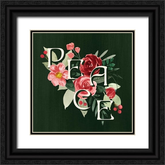 Popp, Grace 12x12 Black Ornate Wood Framed with Double Matting Museum Art Print Titled - Peace Joy and Love I