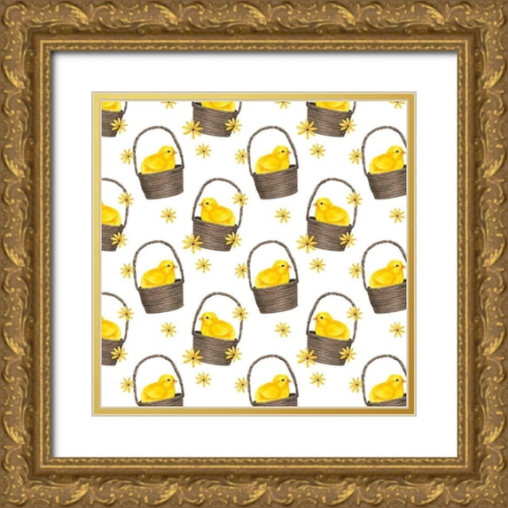 Popp, Grace 12x12 Gold Ornate Wood Framed with Double Matting Museum Art Print Titled - Easter Cats Collection I