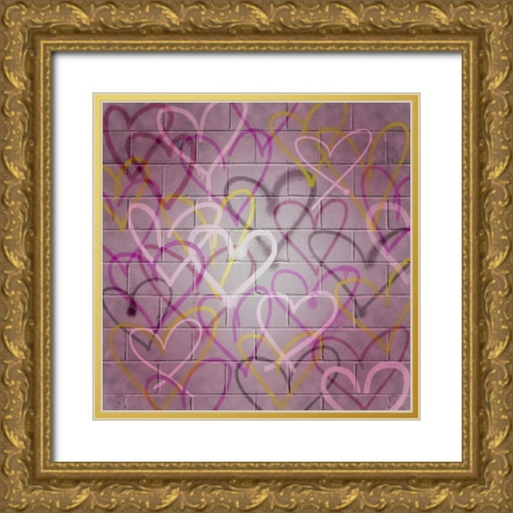 Popp, Grace 12x12 Gold Ornate Wood Framed with Double Matting Museum Art Print Titled - Graffiti Hearts I