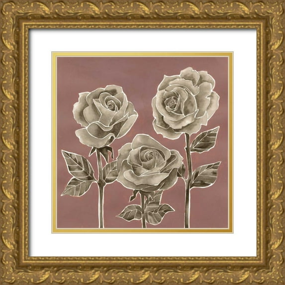 Popp, Grace 12x12 Gold Ornate Wood Framed with Double Matting Museum Art Print Titled - Marsala Roses I