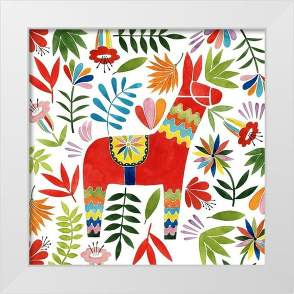 Popp, Grace 12x12 White Modern Wood Framed Museum Art Print Titled - Festive Otomi II