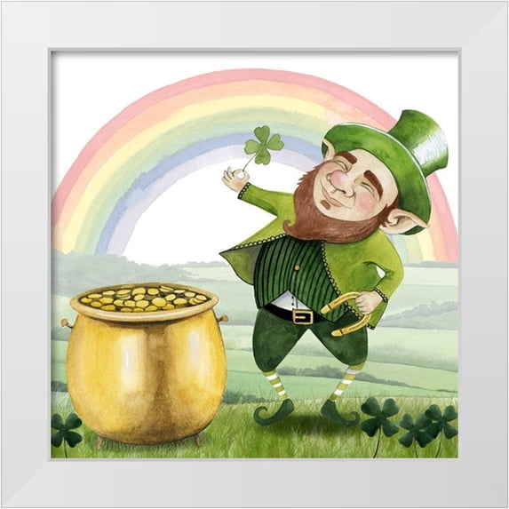 Popp, Grace 12x12 White Modern Wood Framed Museum Art Print Titled - Leprechauns Rainbow I