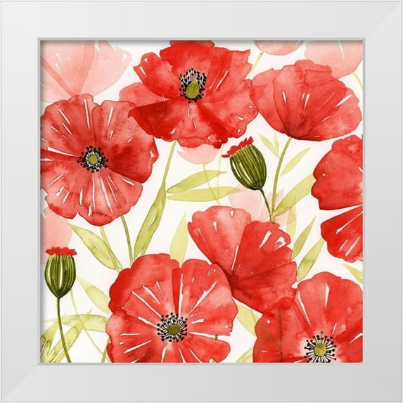 Popp, Grace 12x12 White Modern Wood Framed Museum Art Print Titled - Poppy Screen I