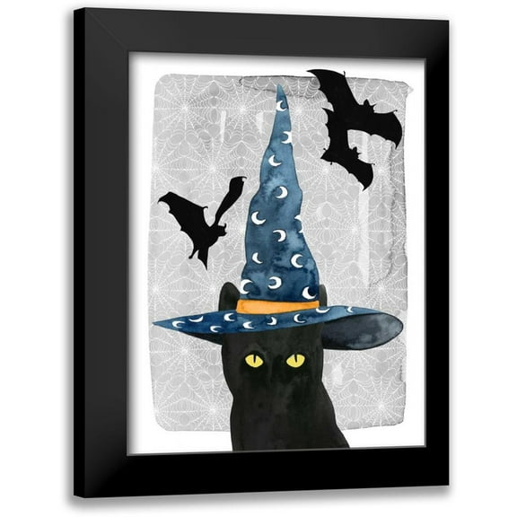 Popp, Grace 12x14 Black Modern Framed Museum Art Print Titled - Black Cat II