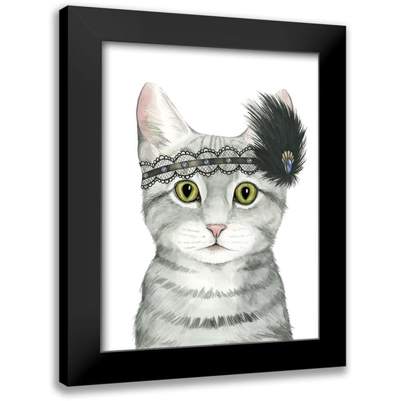 Popp, Grace 12x14 Black Modern Framed Museum Art Print Titled - Downton Cat III