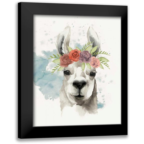 Popp, Grace 12x14 Black Modern Framed Museum Art Print Titled - Llama Flora I