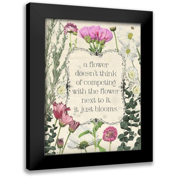 Popp, Grace 12x14 Black Modern Framed Museum Art Print Titled - Pressed Floral Quote III
