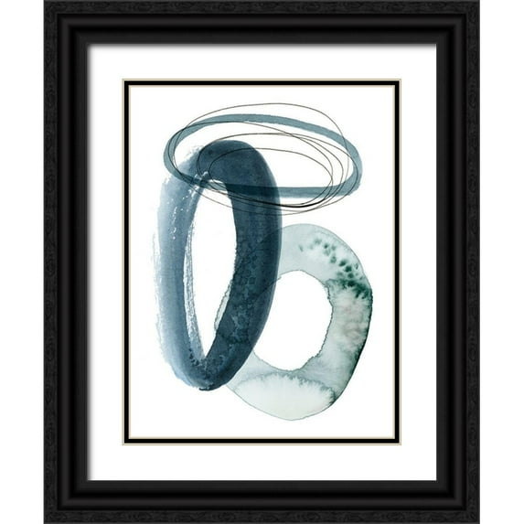 Popp, Grace 12x14 Black Ornate Wood Framed with Double Matting Museum Art Print Titled - Looping Abstract I