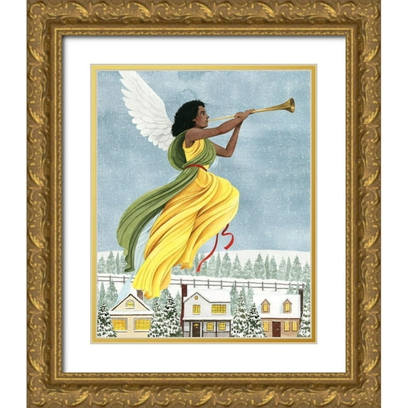 Popp, Grace 12x14 Gold Ornate Wood Framed with Double Matting Museum Art Print Titled - Christmas Angel I