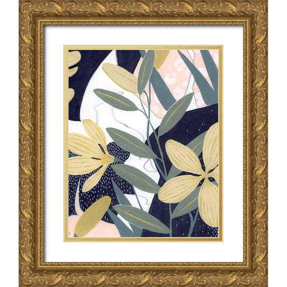 Popp, Grace 12x14 Gold Ornate Wood Framed with Double Matting Museum Art Print Titled - Flores Noche II