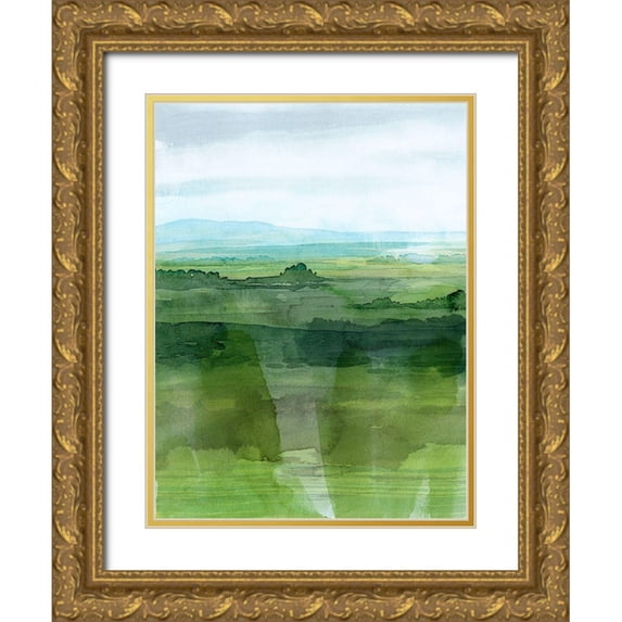 Popp, Grace 12x14 Gold Ornate Wood Framed with Double Matting Museum Art Print Titled - Jewel Tone Terrain I