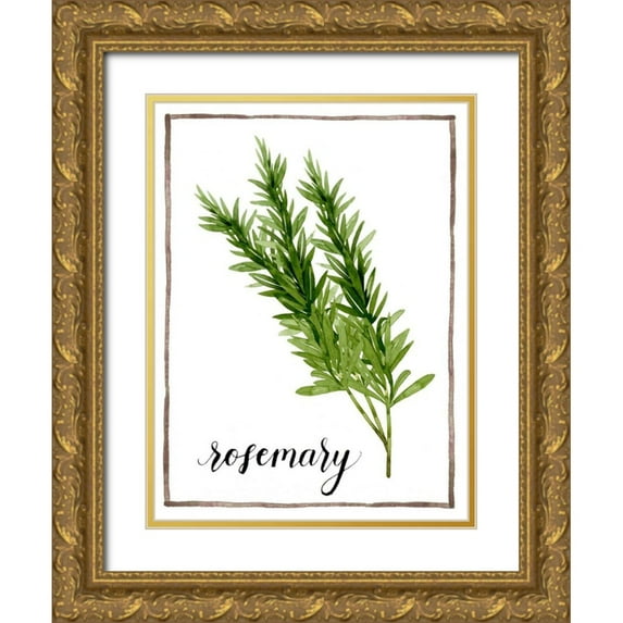 Popp, Grace 12x14 Gold Ornate Wood Framed with Double Matting Museum Art Print Titled - Watercolor Herbs V