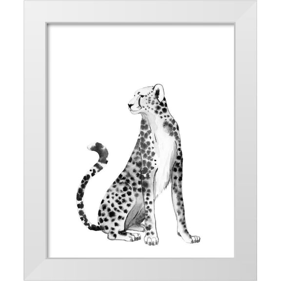 Popp, Grace 12x14 White Modern Wood Framed Museum Art Print Titled - Chrome Cheetah II