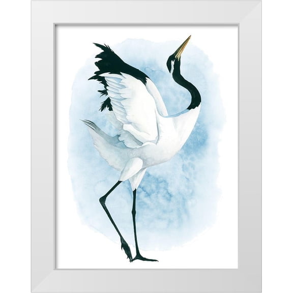Popp, Grace 12x14 White Modern Wood Framed Museum Art Print Titled - Dancing Crane II