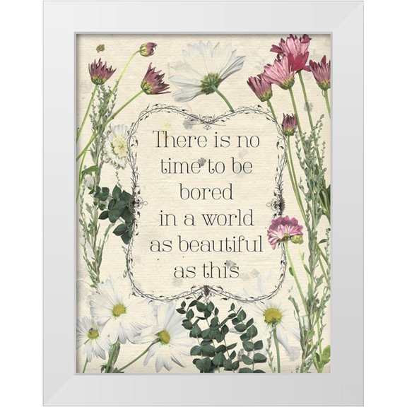 Popp, Grace 12x14 White Modern Wood Framed Museum Art Print Titled - Pressed Floral Quote I