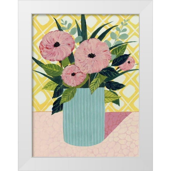 Popp, Grace 12x14 White Modern Wood Framed Museum Art Print Titled - Retro Bouquet I