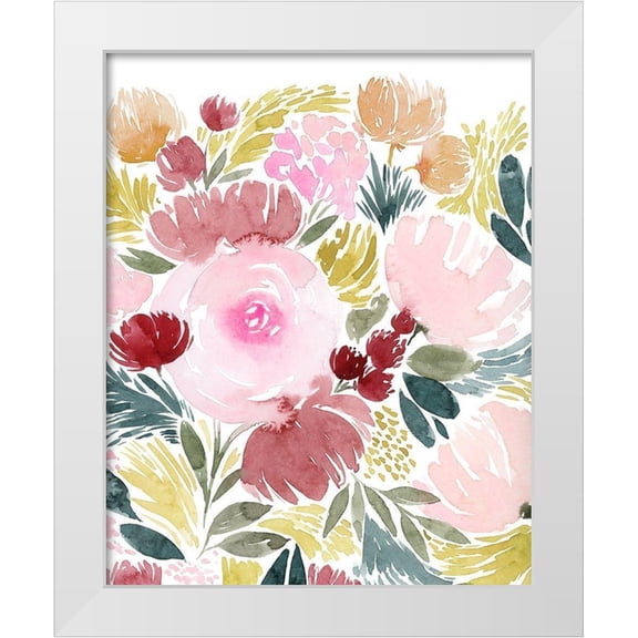 Popp, Grace 12x14 White Modern Wood Framed Museum Art Print Titled - Rose Rays II