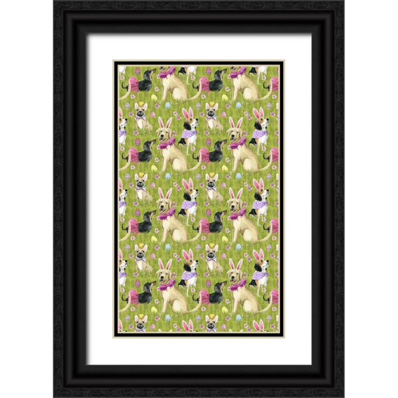 Popp, Grace 12x18 Black Ornate Wood Framed with Double Matting Museum Art Print Titled - Puppy Easter Collection E