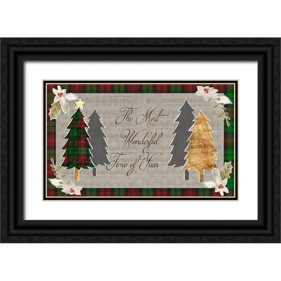 Popp, Grace 14x10 Black Ornate Wood Framed with Double Matting Museum Art Print Titled - Collaged Christmas Collection A