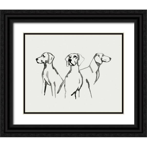 Popp, Grace 14x12 Black Ornate Wood Framed with Double Matting Museum Art Print Titled - Watercolor Pup II