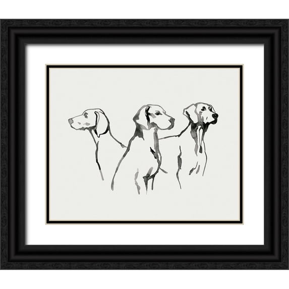 Popp, Grace 14x12 Black Ornate Wood Framed with Double Matting Museum Art Print Titled - Watercolor Pup I