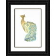thumbnail image 1 of Popp, Grace 14x18 Black Ornate Wood Framed with Double Matting Museum Art Print Titled - Gold Foil Peacock I with Hand Color, 1 of 4