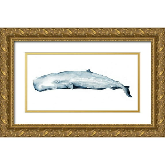 Popp, Grace 14x9 Gold Ornate Wood Framed with Double Matting Museum Art Print Titled - Whale Portrait II