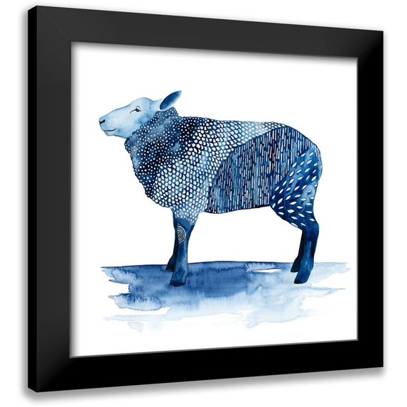 Popp, Grace 15x15 Black Modern Framed Museum Art Print Titled - Cobalt Farm Animals III