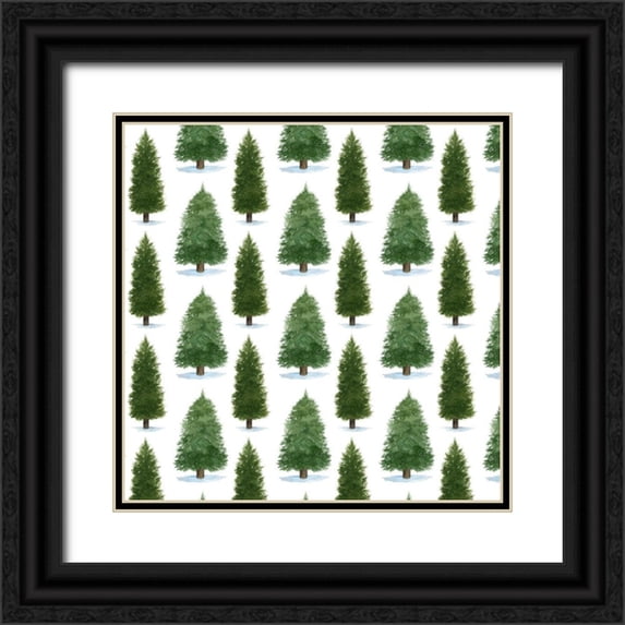 Popp, Grace 15x15 Black Ornate Wood Framed with Double Matting Museum Art Print Titled - Forest Christmas Collection I