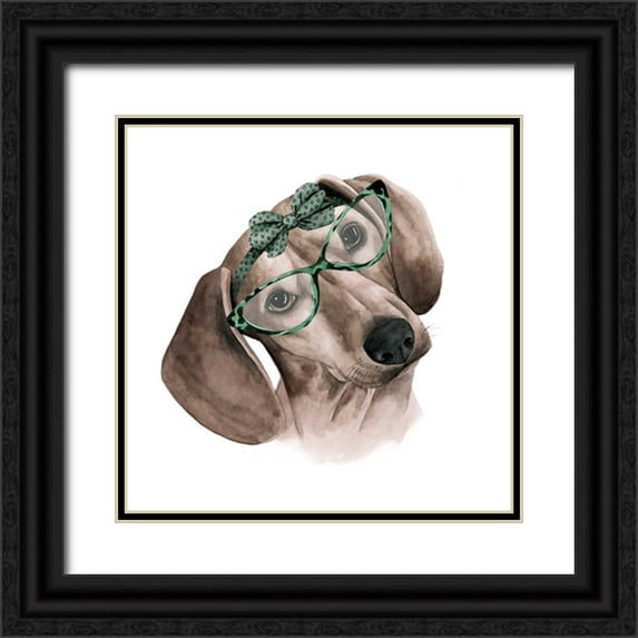 Popp, Grace 15x15 Black Ornate Wood Framed with Double Matting Museum Art Print Titled - Vintage Pup III