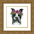 thumbnail image 1 of Popp, Grace 15x15 Gold Ornate Wood Framed with Double Matting Museum Art Print Titled - Flower Crown Pup II, 1 of 4