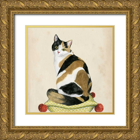Popp, Grace 15x15 Gold Ornate Wood Framed with Double Matting Museum Art Print Titled - Lady Cat III