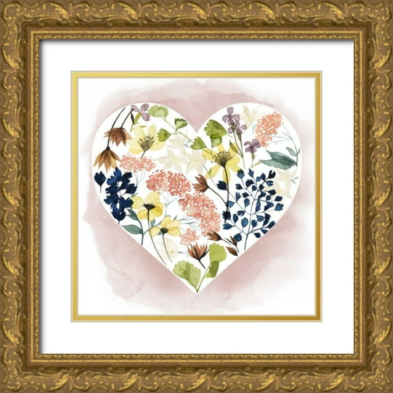 Popp, Grace 15x15 Gold Ornate Wood Framed with Double Matting Museum Art Print Titled - Love Floral II