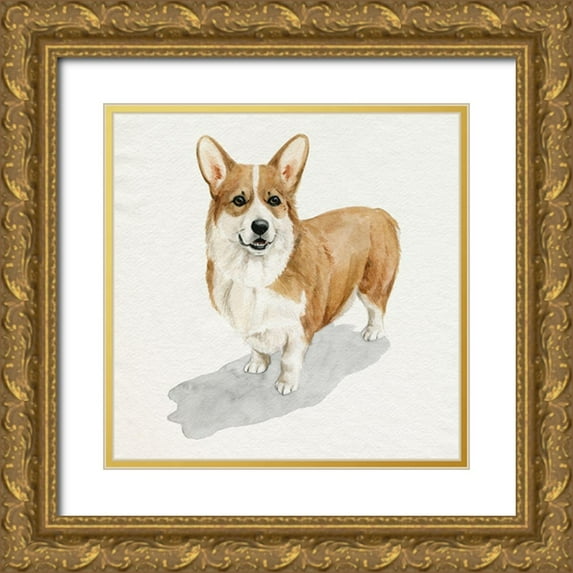 Popp, Grace 15x15 Gold Ornate Wood Framed with Double Matting Museum Art Print Titled - Pup for the Queen II