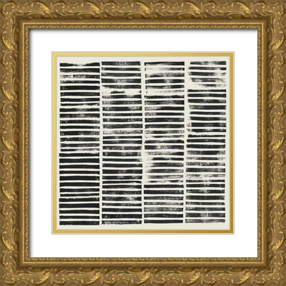Popp, Grace 15x15 Gold Ornate Wood Framed with Double Matting Museum Art Print Titled - Stripe Block Prints II